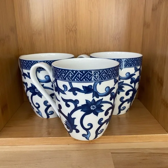 Ralph Lauren Mandarin Blue Bone China Coffee/Tea Cups Set of 3 - Picture 6 of 6